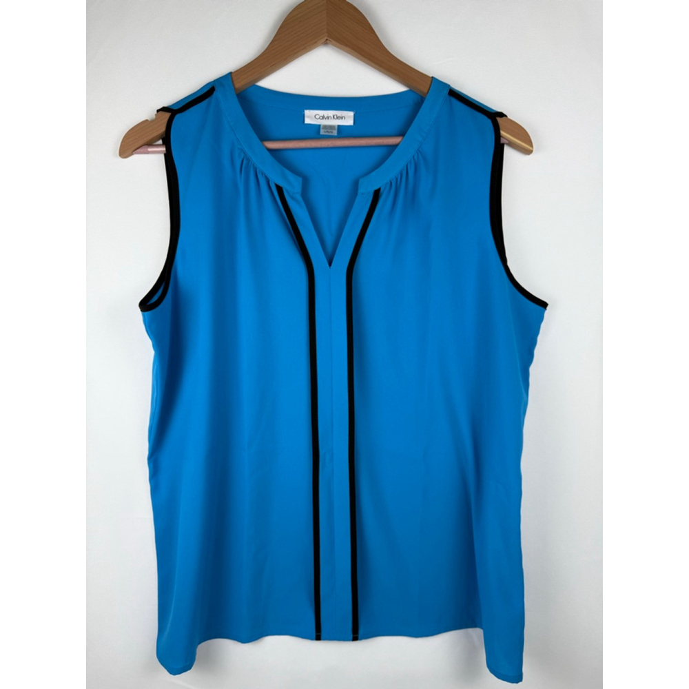 Women's Calvin Klein Sleeveless Top Blue/Black Size L $12 w/$25 purchase